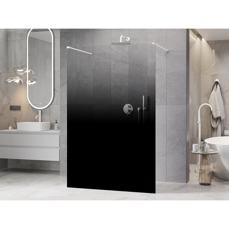 Mexen Kioto freestanding shower panel 120 x 200 cm, black ombre 8 mm, white - 800-120-002-20-76