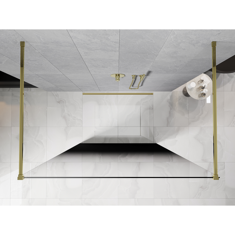 Mexen Kioto freestanding shower screen 100 x 200 cm, black ombre 8 mm, gold - 800-100-002-50-76