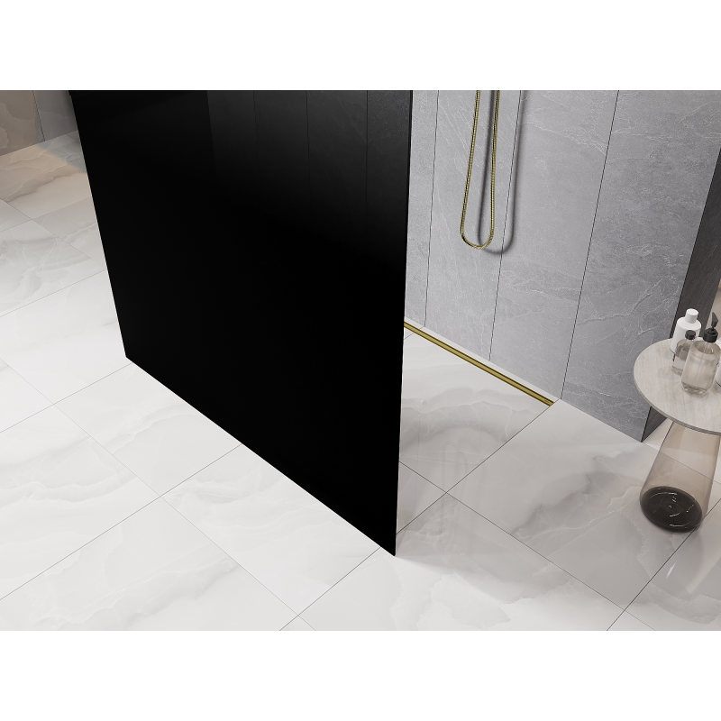 Mexen Kioto freestanding shower wall 130 x 200 cm, black ombre 8 mm, gold - 800-130-002-50-76