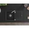 Mexen Pablo 1-bowl granite sink with drainer and Telma kitchen tap, black - 6510-77-670200-00