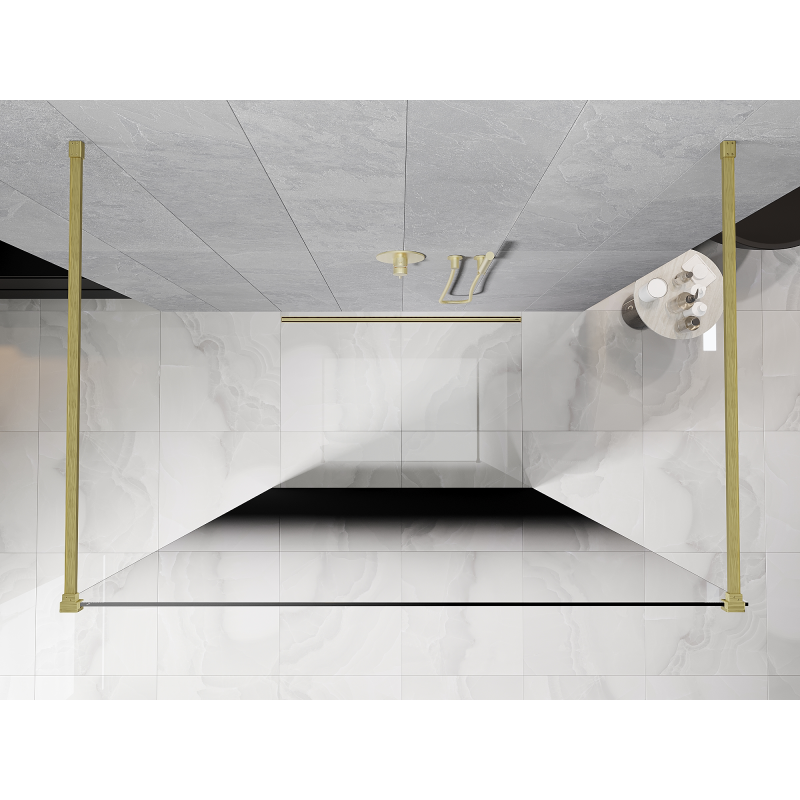 Mexen Kioto freestanding shower wall 110 x 200 cm, black ombre 8 mm, brushed gold - 800-110-002-55-76