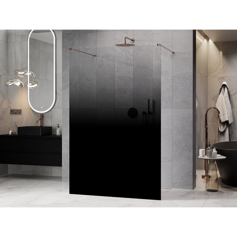 Mexen Kioto freestanding shower panel 110 x 200 cm, black ombre 8 mm, rose gold - 800-110-002-60-76