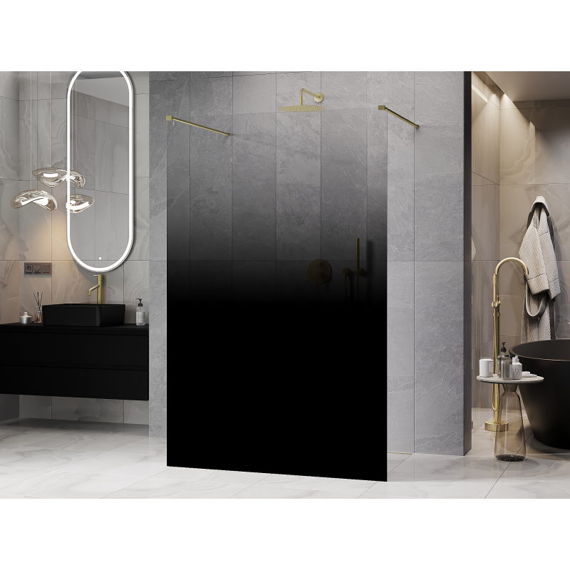 Mexen Kioto freestanding shower screen 130 x 200 cm, black ombre 8 mm, brushed copper - 800-130-002-65-76