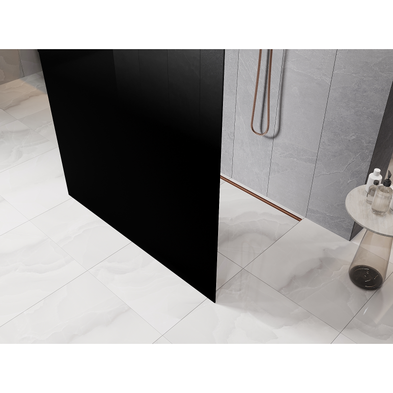 Mexen Kioto freestanding shower screen 100 x 200 cm, black ombre 8 mm, brushed copper - 800-100-002-65-76