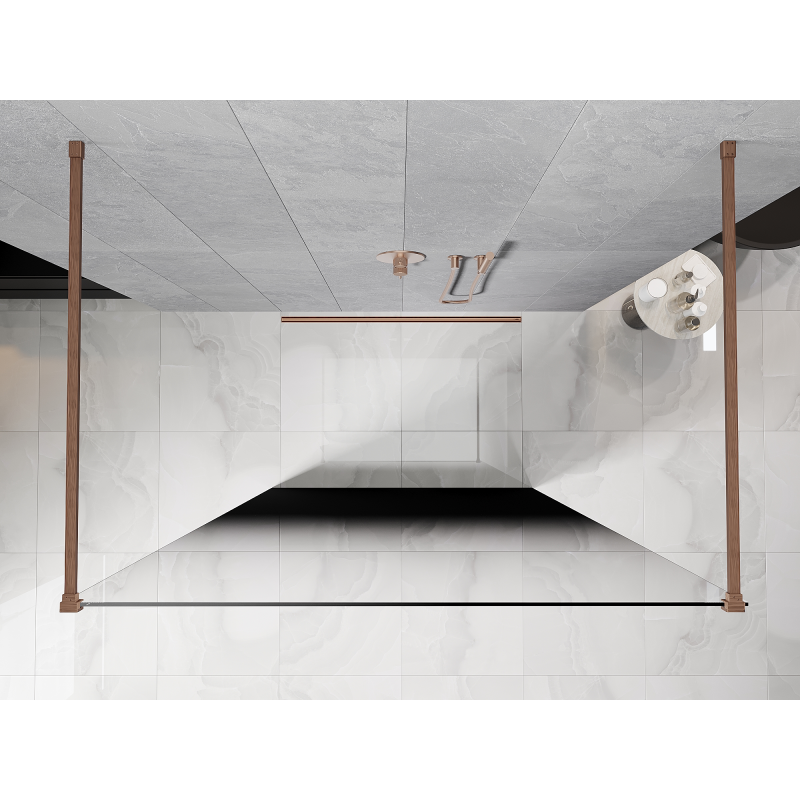 Mexen Kioto freestanding shower screen 150 x 200 cm, black ombre 8 mm, brushed copper - 800-150-002-65-76
