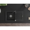 Mexen Pablo 1-compartment granite sink with a drip tray and kitchen mixer tap Telma, Black - 6510-77-670200-70