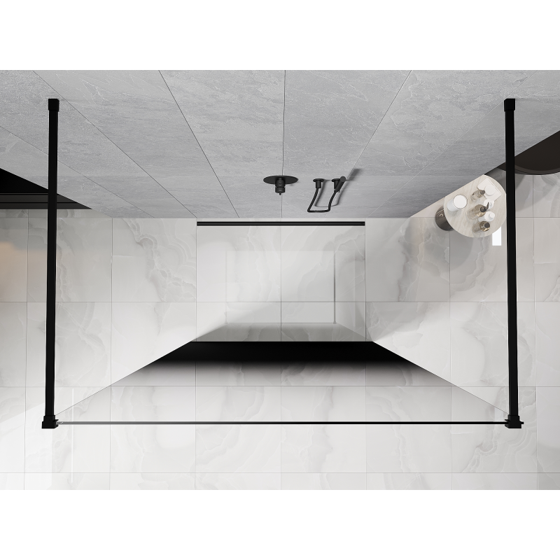 Mexen Kioto Freestanding Shower Wall 140 x 200 cm, Black Ombre 8 mm, Black - 800-140-002-70-76