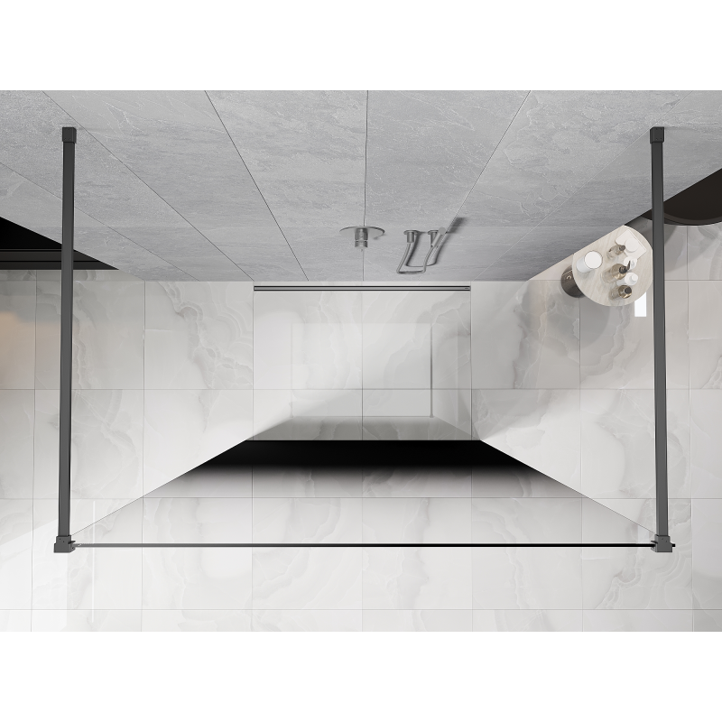 Mexen Kioto freestanding shower wall 130 x 200 cm, black ombre 8 mm, gun metal - 800-130-002-95-76