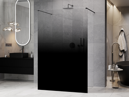 Mexen Kioto standalone shower wall 110 x 200 cm, black ombre 8 mm, brushed gun gray - 800-110-002-66-76
