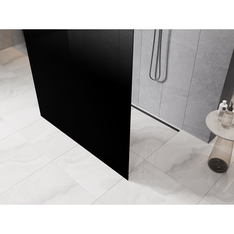 Mexen Kioto standalone shower wall 110 x 200 cm, black ombre 8 mm, brushed gun gray - 800-110-002-66-76