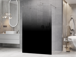Mexen Kioto freestanding shower wall 150 x 200 cm, black ombre 8 mm, brushed nickel - 800-150-002-97-76