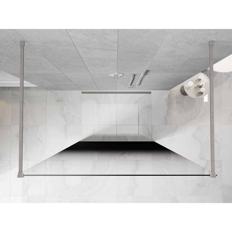 Mexen Kioto freestanding shower wall 110 x 200 cm, black ombre 8 mm, brushed nickel - 800-110-002-97-76