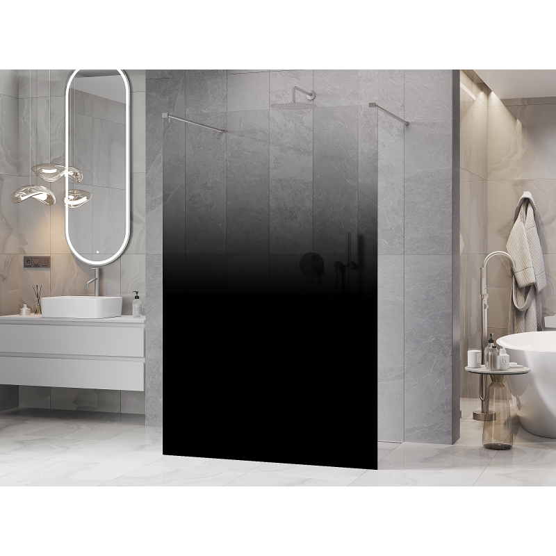 Mexen Kioto freestanding shower wall 100 x 200 cm, black ombre 8 mm, brushed nickel - 800-100-002-97-76