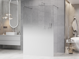 Mexen Kioto freestanding shower wall 100 x 200 cm, white ombre 8 mm, chrome - 800-100-002-01-86