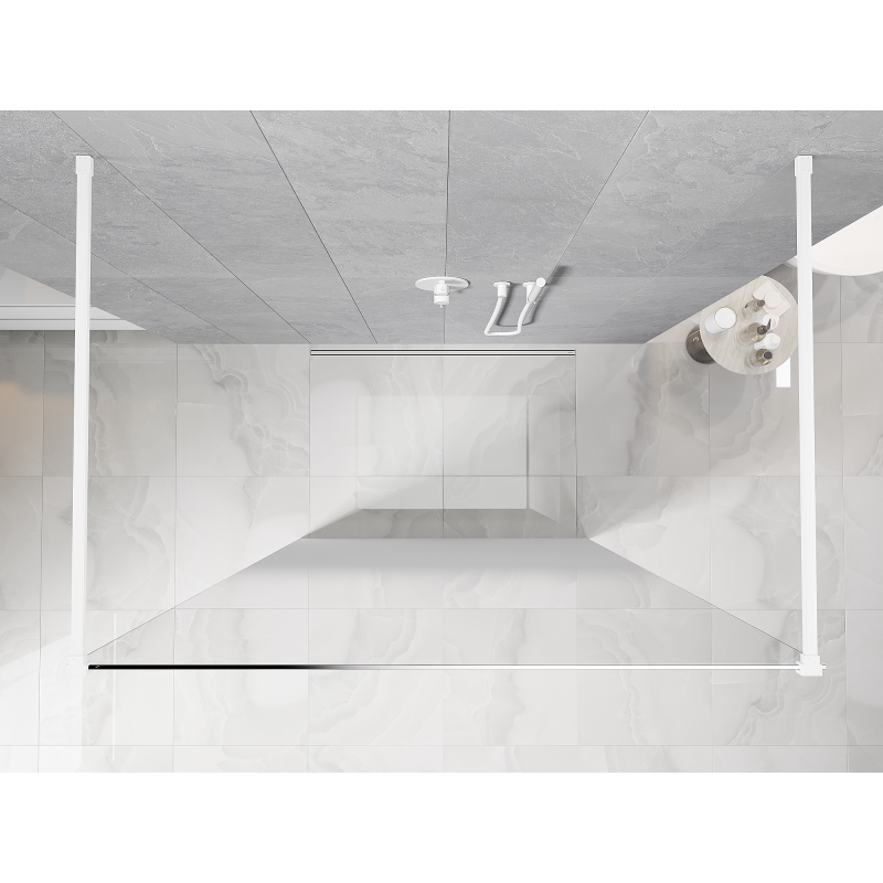 Mexen Kioto freestanding shower wall 110 x 200 cm, white ombre 8 mm, white - 800-110-002-20-86