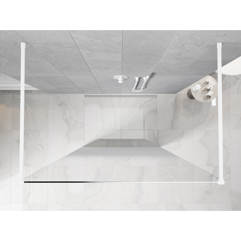 Mexen Kioto Freestanding Shower Screen 150 x 200 cm, White Ombre 8 mm, White - 800-150-002-20-86