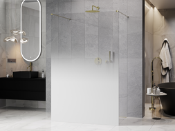 Mexen Kioto freestanding shower wall 100 x 200 cm, white ombre 8 mm, gold - 800-100-002-50-86