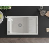 Mexen Elias granite kitchen sink 1-bowl with drainer and Telma kitchen faucet, white - 6511-20-670200-20