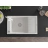 Mexen Elias granite kitchen sink 1-bowl with drainer and Telma kitchen tap, white - 6511-20-670200-20