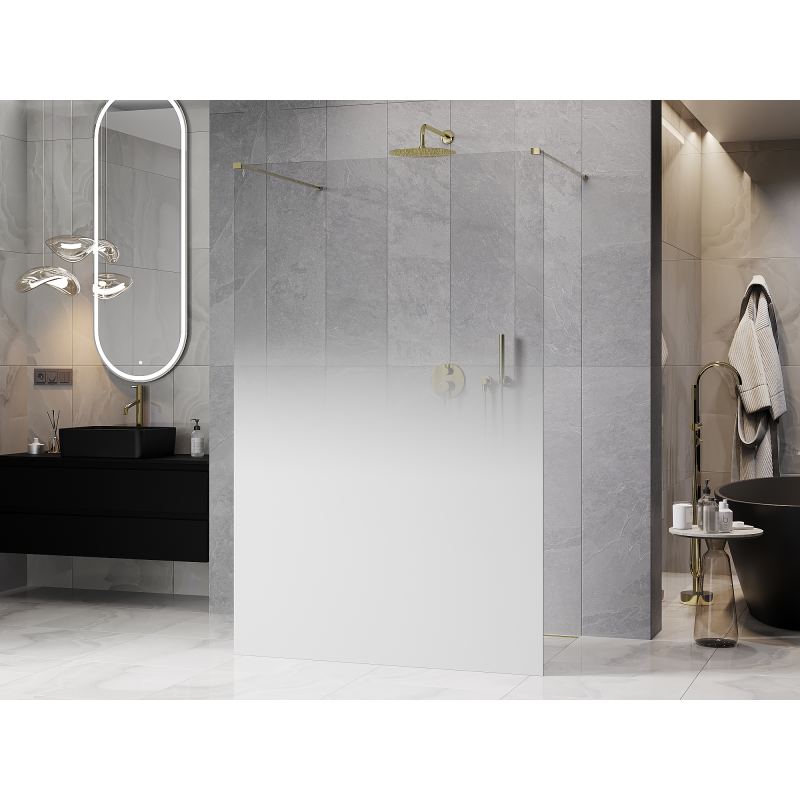 Mexen Kioto freestanding shower wall 120 x 200 cm, white ombre 8 mm, gold - 800-120-002-50-86