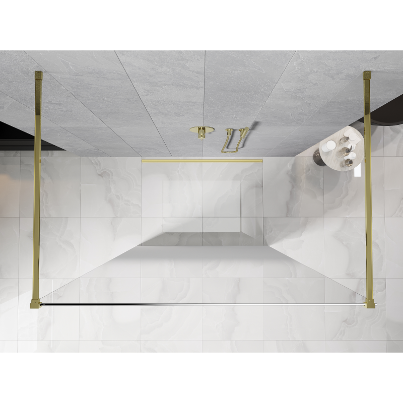 Mexen Kioto freestanding shower screen 110 x 200 cm, white ombre 8 mm, gold - 800-110-002-50-86