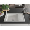 Mexen Elias granite kitchen sink 1-bowl with drainer and Telma kitchen faucet, white - 6511-20-670200-20