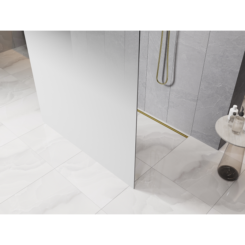 Mexen Kioto freestanding shower screen 140 x 200 cm, white ombre 8 mm, gold - 800-140-002-50-86