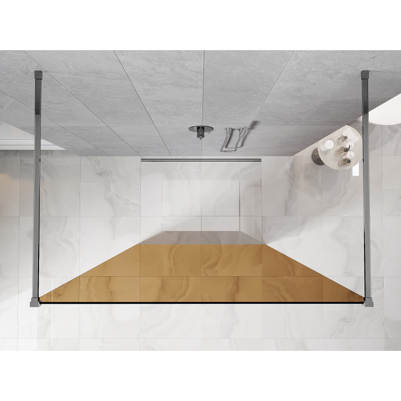 Mexen Kioto Freestanding shower wall 110 x 200 cm, bronze 8 mm, chrome - 800-110-002-01-32