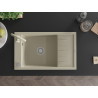 Mexen Elias Telma 1-bowl granite sink with drainer and kitchen faucet, beige - 6511-69-670200-69