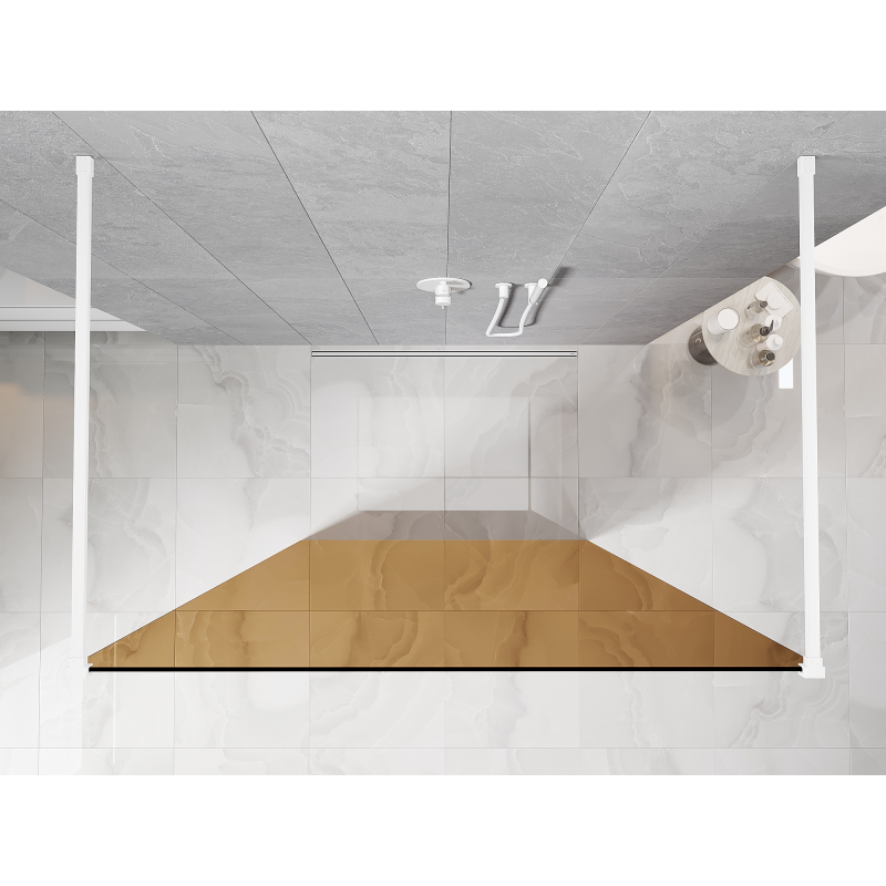Mexen Kioto freestanding shower wall 120 x 200 cm, bronze 8 mm, white - 800-120-002-20-32