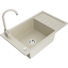 Mexen Elias Telma 1-bowl granite sink with drainer and kitchen faucet, beige - 6511-69-670200-69