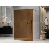 Mexen Kioto Freestanding shower wall 130 x 200 cm, bronze 8 mm, brushed gold - 800-130-002-55-32