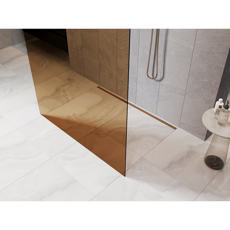 Mexen Kioto freestanding shower wall 110 x 200 cm, bronze 8 mm, rose gold - 800-110-002-60-32
