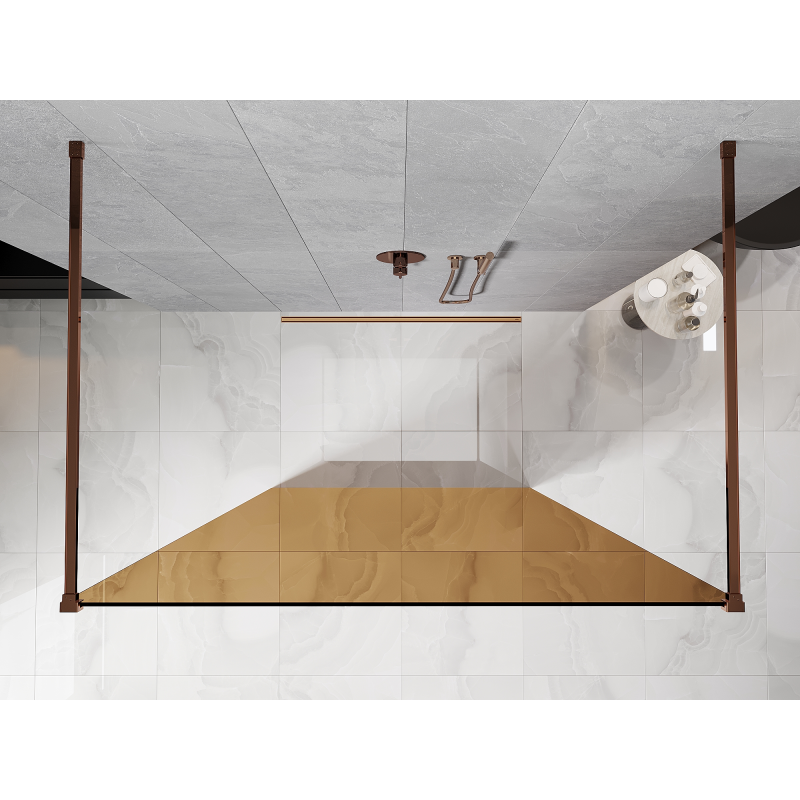 Mexen Kioto freestanding shower screen 120 x 200 cm, bronze 8 mm, rose gold - 800-120-002-60-32
