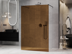 Mexen Kioto freestanding shower wall 130 x 200 cm, 8 mm bronze, brushed gun gray - 800-130-002-66-32