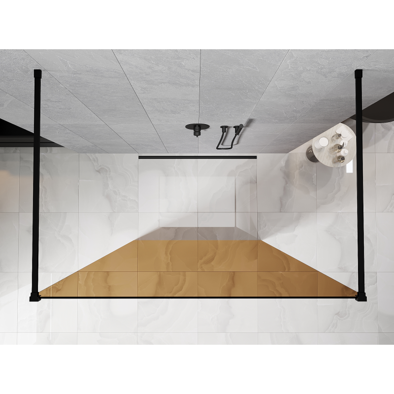 Mexen Kioto Freestanding shower wall 110 x 200 cm, bronze 8 mm, black - 800-110-002-70-32