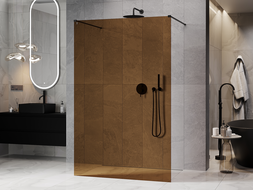 Mexen Kioto free-standing shower wall 120 x 200 cm, bronze 8 mm, black - 800-120-002-70-32
