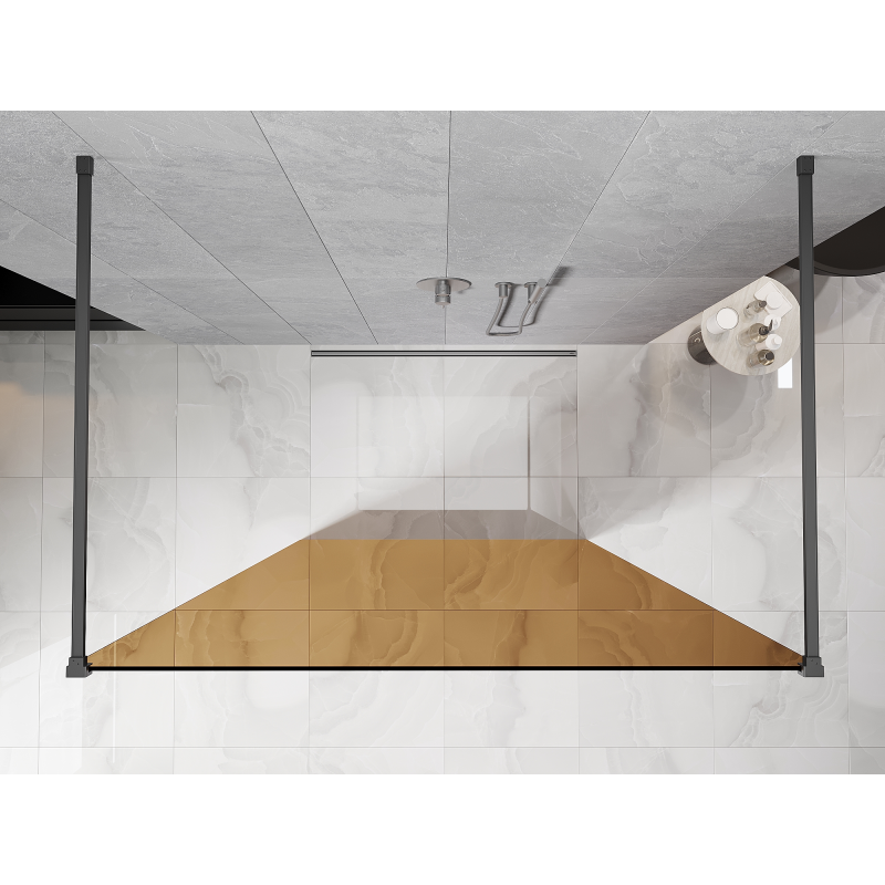 Mexen Kioto freestanding shower wall 110 x 200 cm, bronze 8 mm, gun metal - 800-110-002-95-32