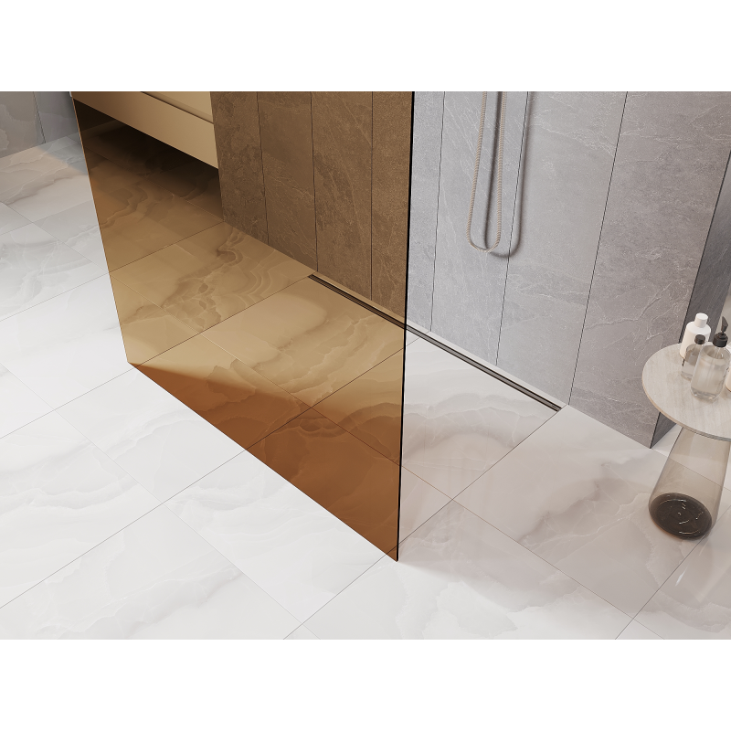 Mexen Kioto Freestanding Shower Panel 120 x 200 cm, Bronze 8 mm, Brushed Nickel - 800-120-002-97-32