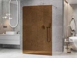 Mexen Kioto Freestanding Shower Panel 120 x 200 cm, Bronze 8 mm, Brushed Nickel - 800-120-002-97-32