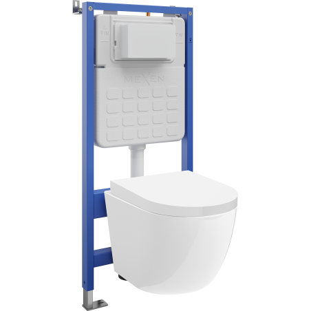 Mexen Lena WC Concealed Set Tex Slim Frame with Tornado Toilet Bowl and Soft-Close Seat, White - 610030220200T