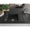 Mexen Elias 1-chamber granite sink with drainer and Telma kitchen faucet, black/silver - 6511-73-670200-70