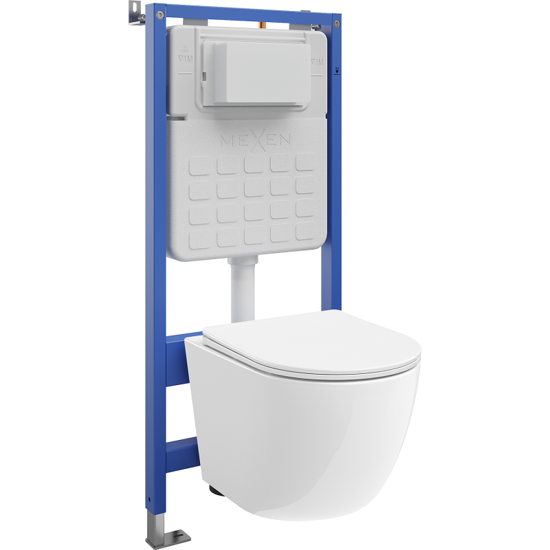 Mexen Lena WC Concealed Set Tex Slim Frame with Tornado Bowl and Soft-Close Seat, White - 610030220300T