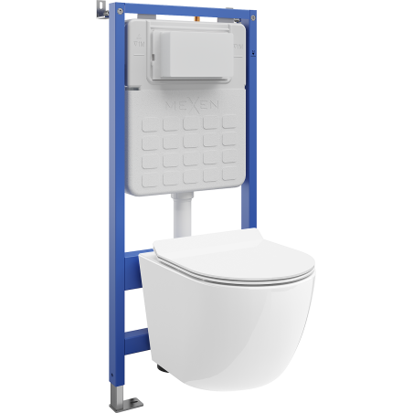 Mexen Lena WC Concealed Set Tex Slim Frame with WC Bowl and Soft-Close Seat, White - 610030224000