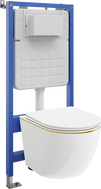 Mexen Lena concealed WC set Tex Slim frame with WC bowl and soft-closing seat, white/gold - 610030224005