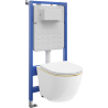 Mexen Lena concealed WC set Tex Air Slim pneumatic frame with WC bowl and soft-closing seat, white/gold - 610030224005A