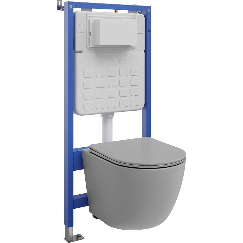 Mexen Lena WC Concealed Set with Pneumatic Frame Tex Air Slim with WC Bowl and Soft-Close Seat, Light Gray Matte - 610030224061A