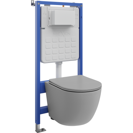Mexen Lena WC Concealed Set with Pneumatic Frame Tex Air Slim with WC Bowl and Soft-Close Seat, Light Gray Matte - 610030224061A