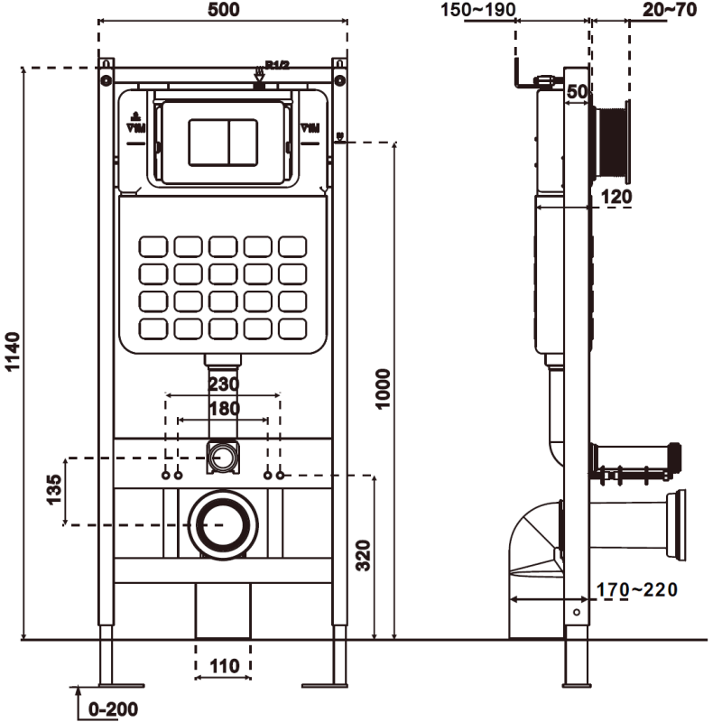 Mexen Lena concealed WC set Tex Air Slim pneumatic frame with WC bowl and soft-close seat, matte cappuccino - 610030224064A