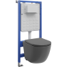 Mexen Lena WC Concealed Set Tex Slim Frame with WC Bowl and Soft-Close Seat, Dark Gray Matte - 610030224071